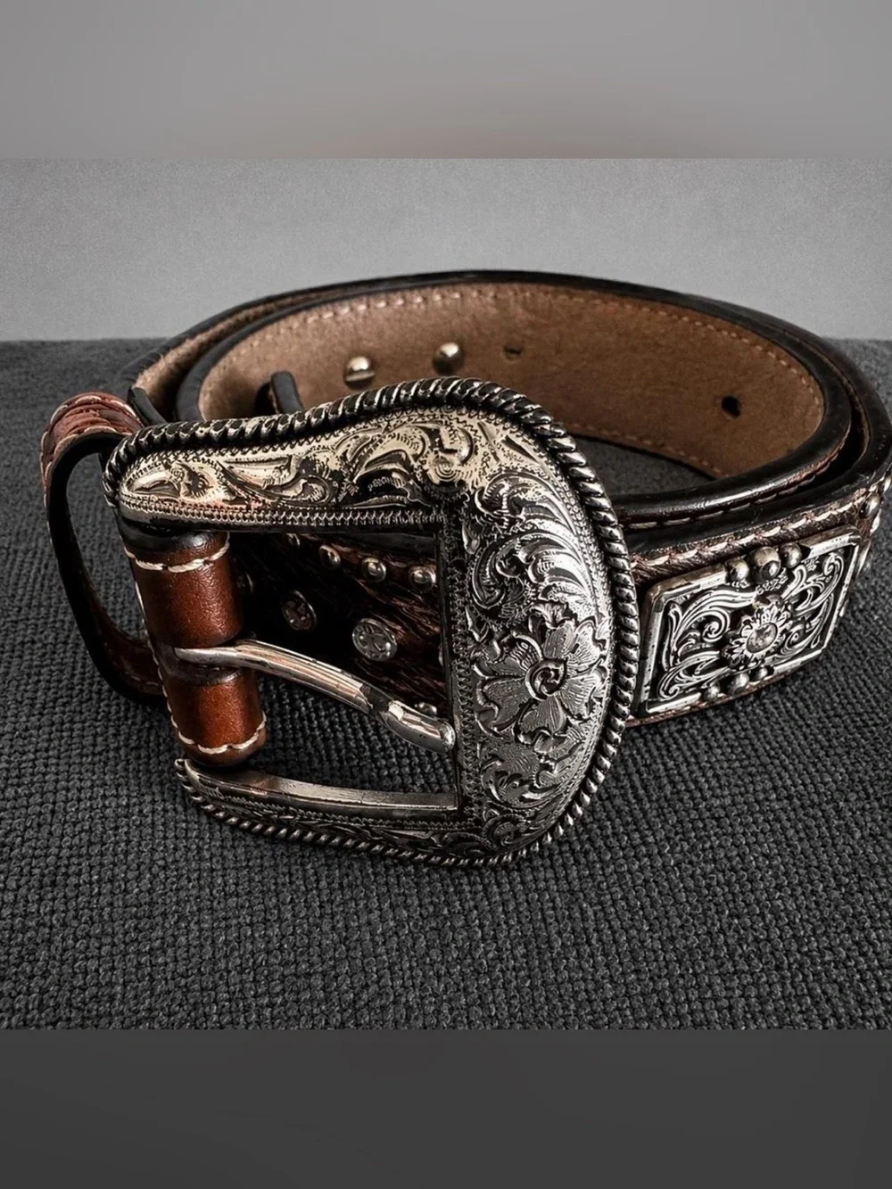 Nocona Rhinestone Studded Leather Belt
